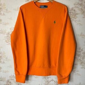 Vintage 00s Orange Polo Ralph Lauren Crewneck Sweater Preppy Minimalist Size L